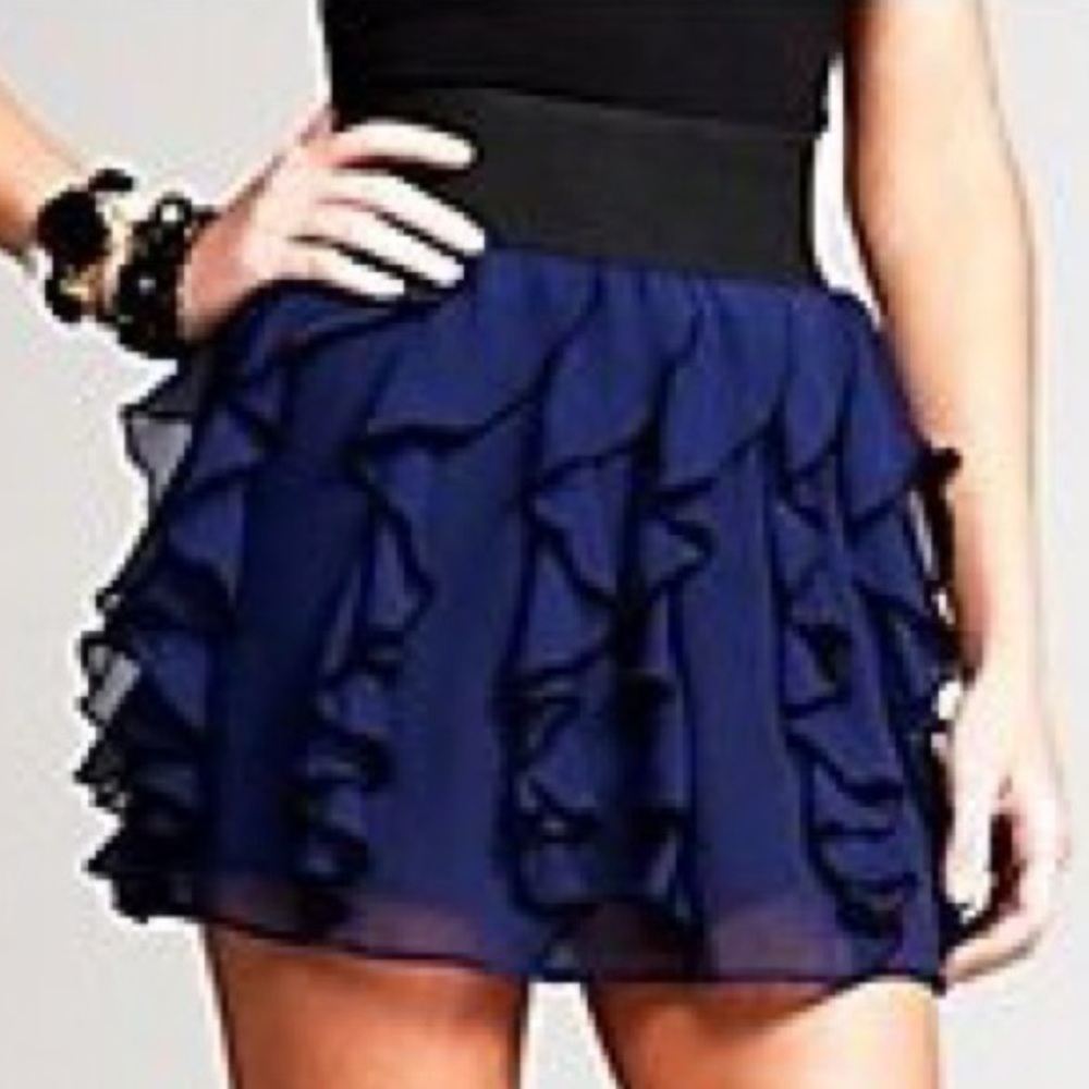 Express 💙 High Waisted Navy Ruffle Mini Skirt 💙 size small